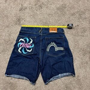 Evisu Psychedelic Flower Embroidered Mens Jorts Size 40